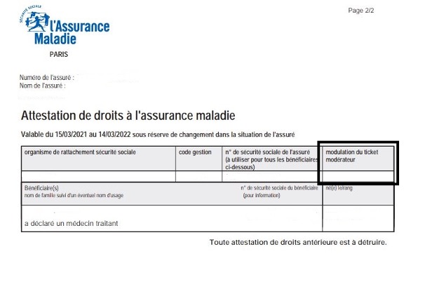 Modulation du ticket modérateur - Régime local